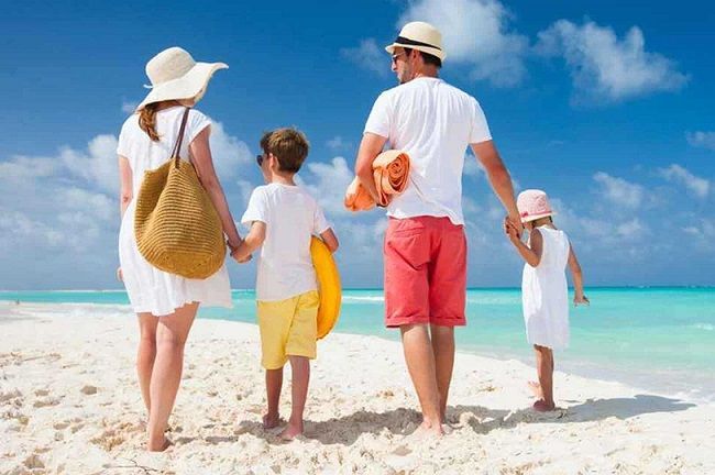 Family enjoying beach in Andaman
